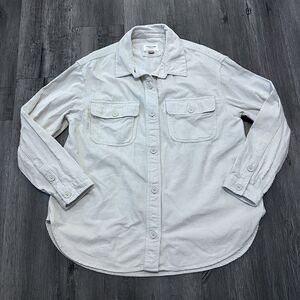 American Eagle Sz Med Corduroy Shacket Cream Button Up Shirt Jacket Pockets